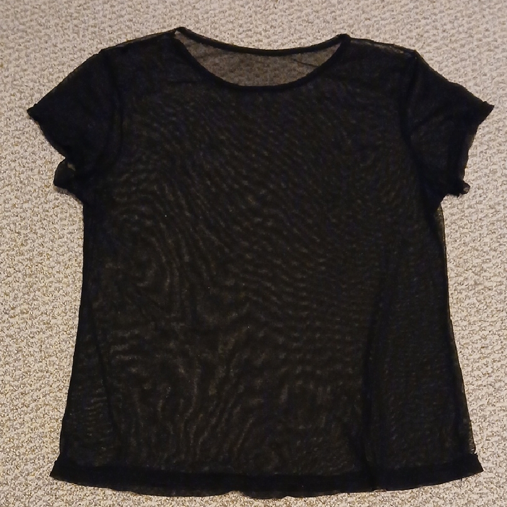 Black Sheer Women's See Through Top Small